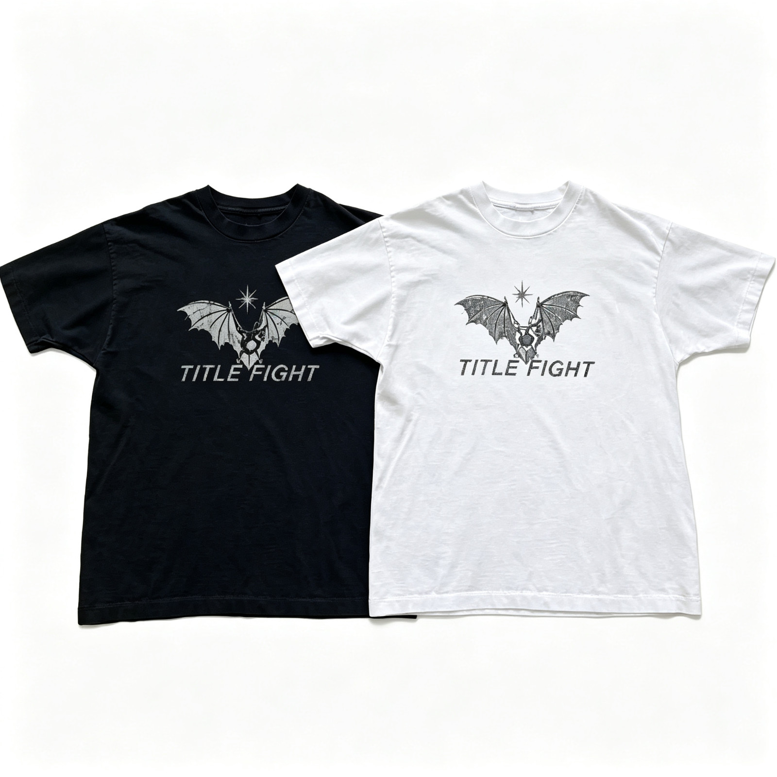 Vintage Bat Star Title Fight Monochrome Graphic T‑Shirt SIZE S-5XL