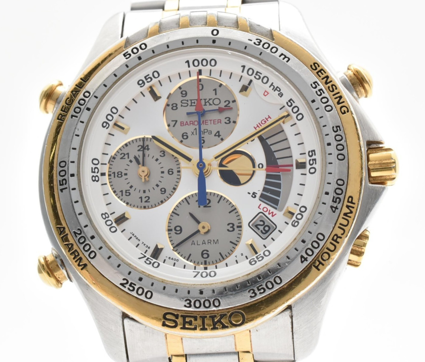 Vintage SEIKO 7K36-6A00 Cruising Master White Quartz 42mm Men\'s Watch JAPAN