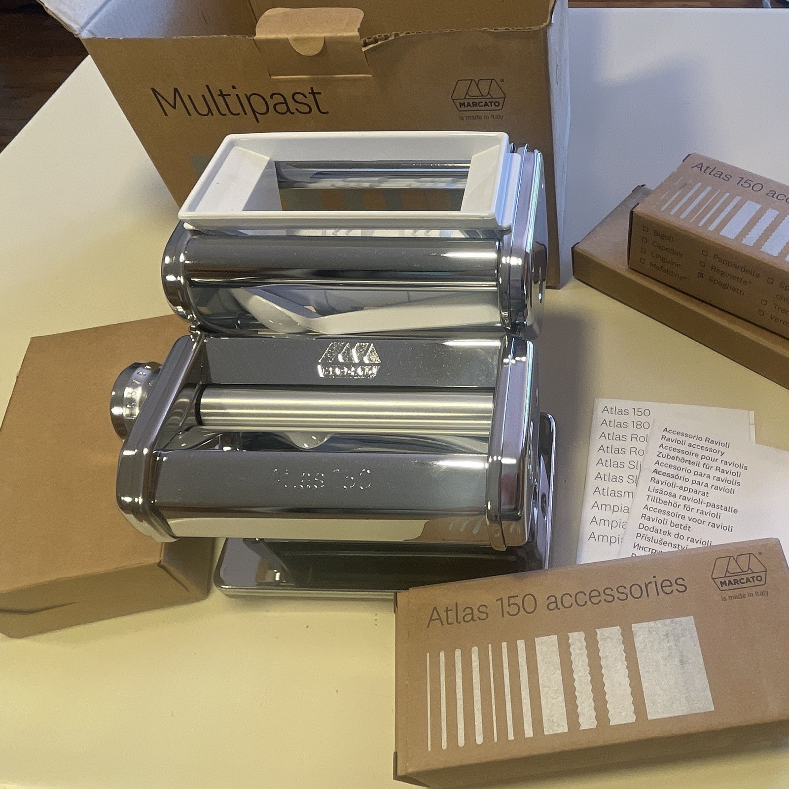 Mercator Made In Italy Multipast Atlas 150 Stainless Steel Pasta Maker NIB Mercator Made In Italy Multipast Atlas 150 Stainless Steel Pasta Maker NIB