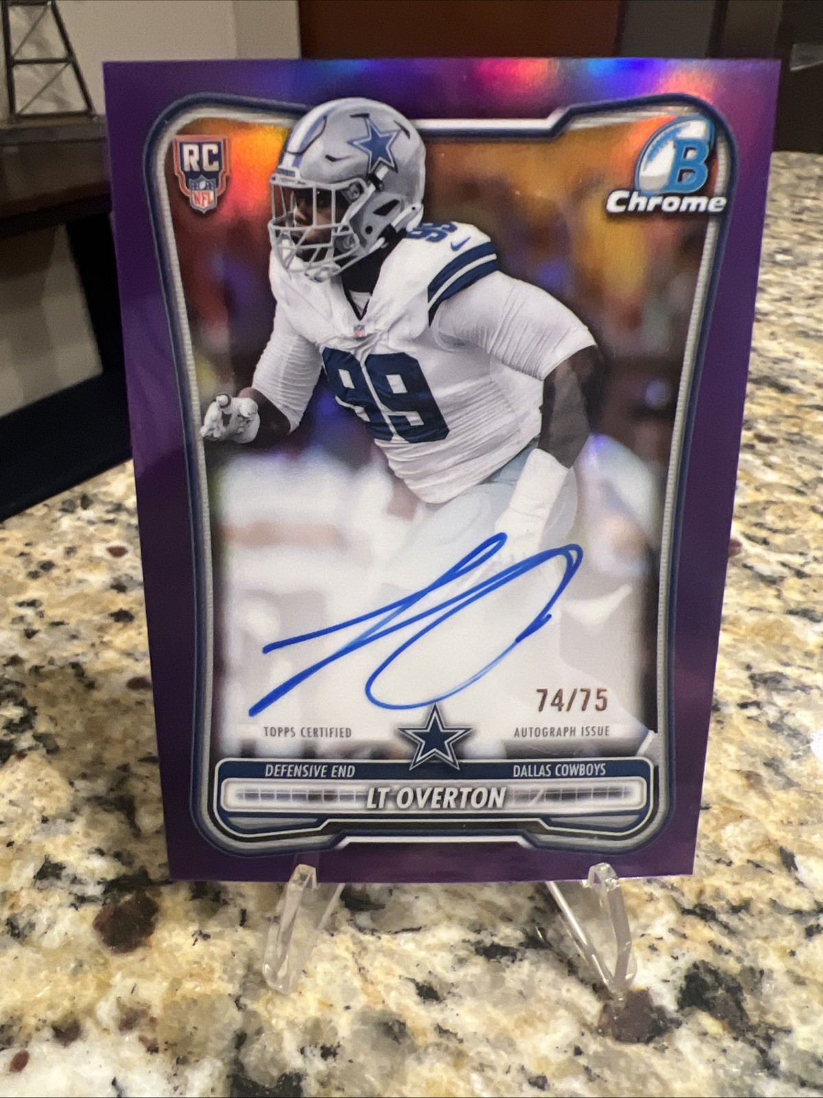 2026 Topps Bowman Football LT Overton Chrome Rookie Auto /75 Dallas Cowboys