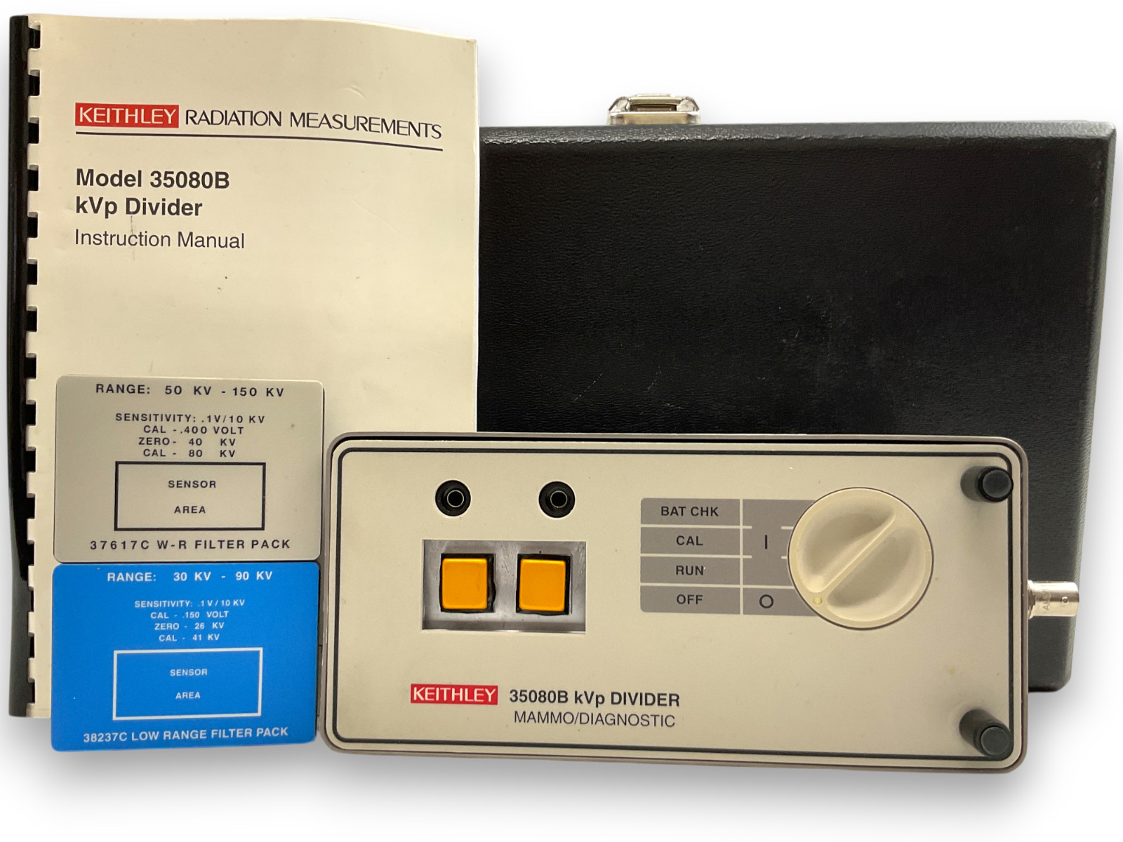 Keithley 35080B kVp Divider Mammo Diagnostic X-Ray QA w/ 2 Filter Packs Case