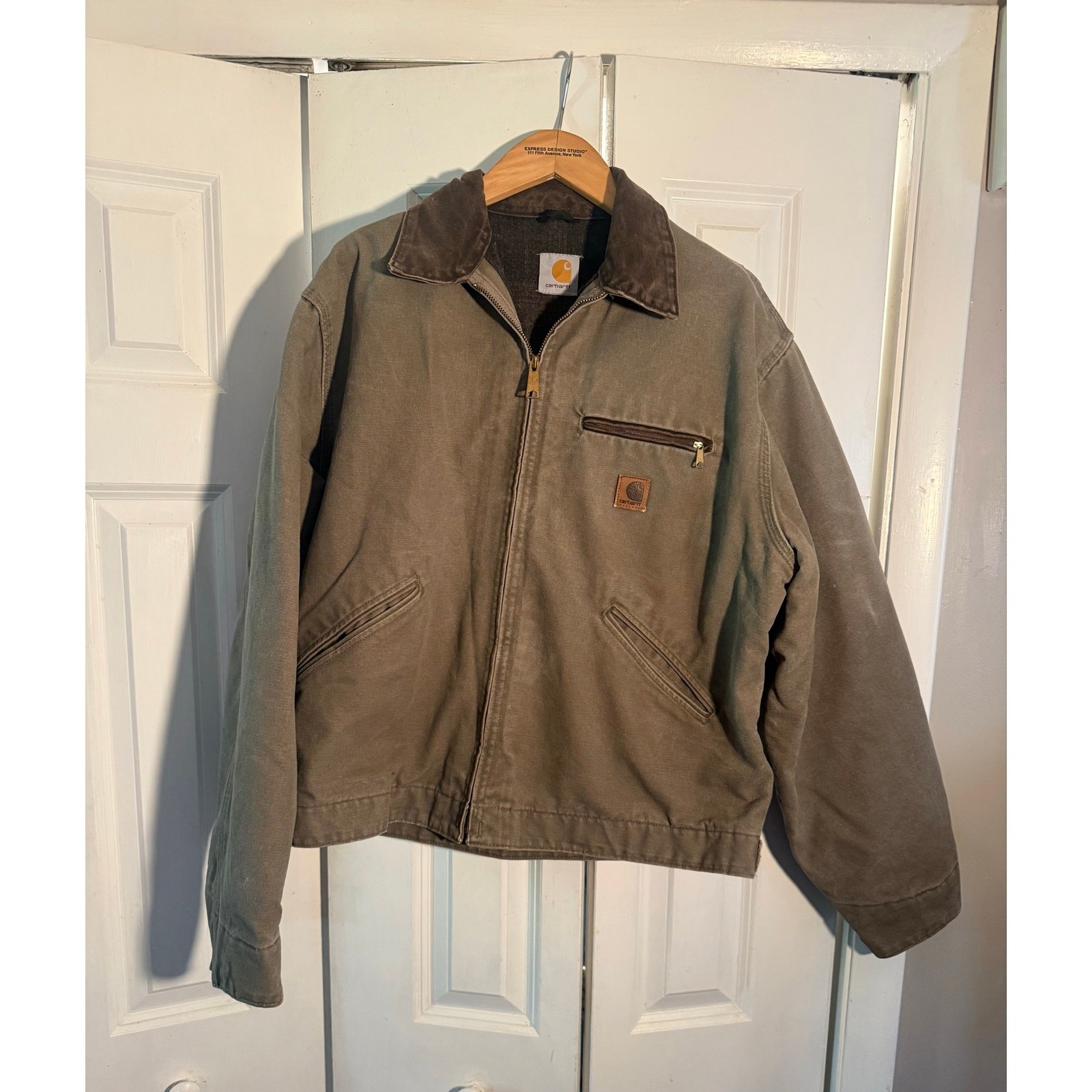 Vintage Carhartt J97 Detroit Jacket Blanket Lined Sandstone Faded Size Large
