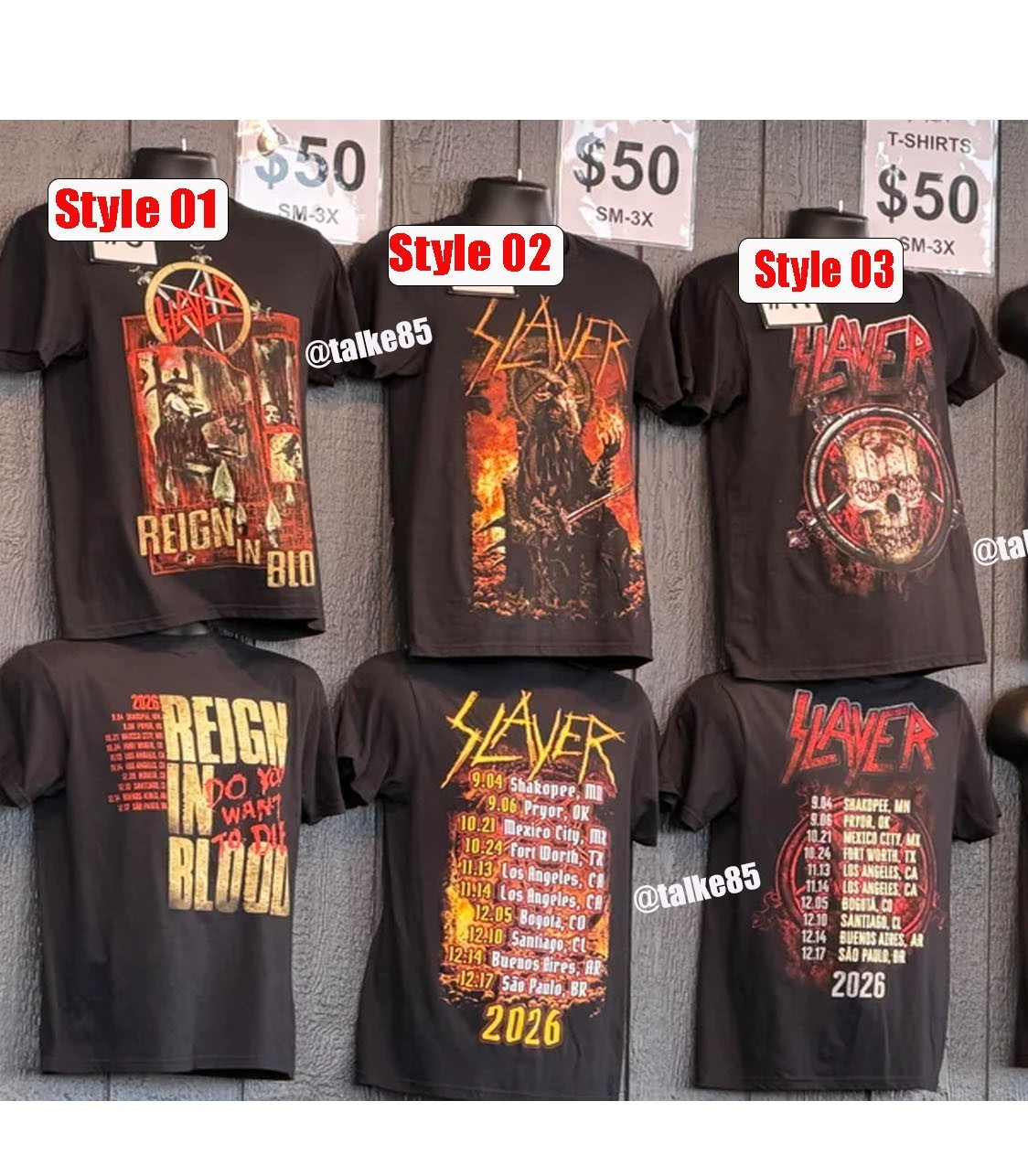 New Slayer Reign In Blood Tour 2026 T-Shirt Reprint, Gif Fan