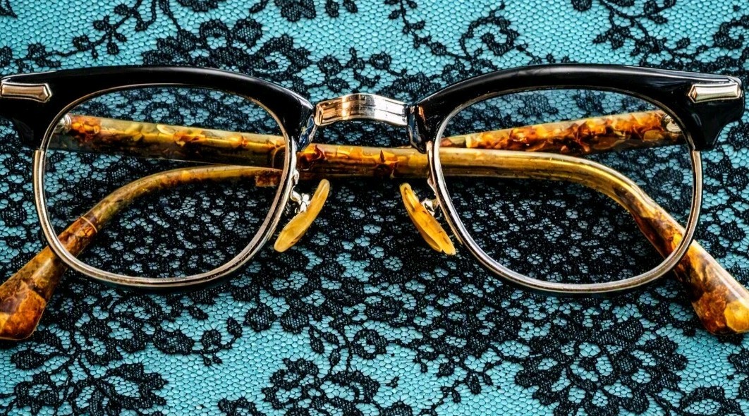 Vintage SHURON Gold‑Filled Browline Eyeglasses • Mid‑Century Classic • Amber...