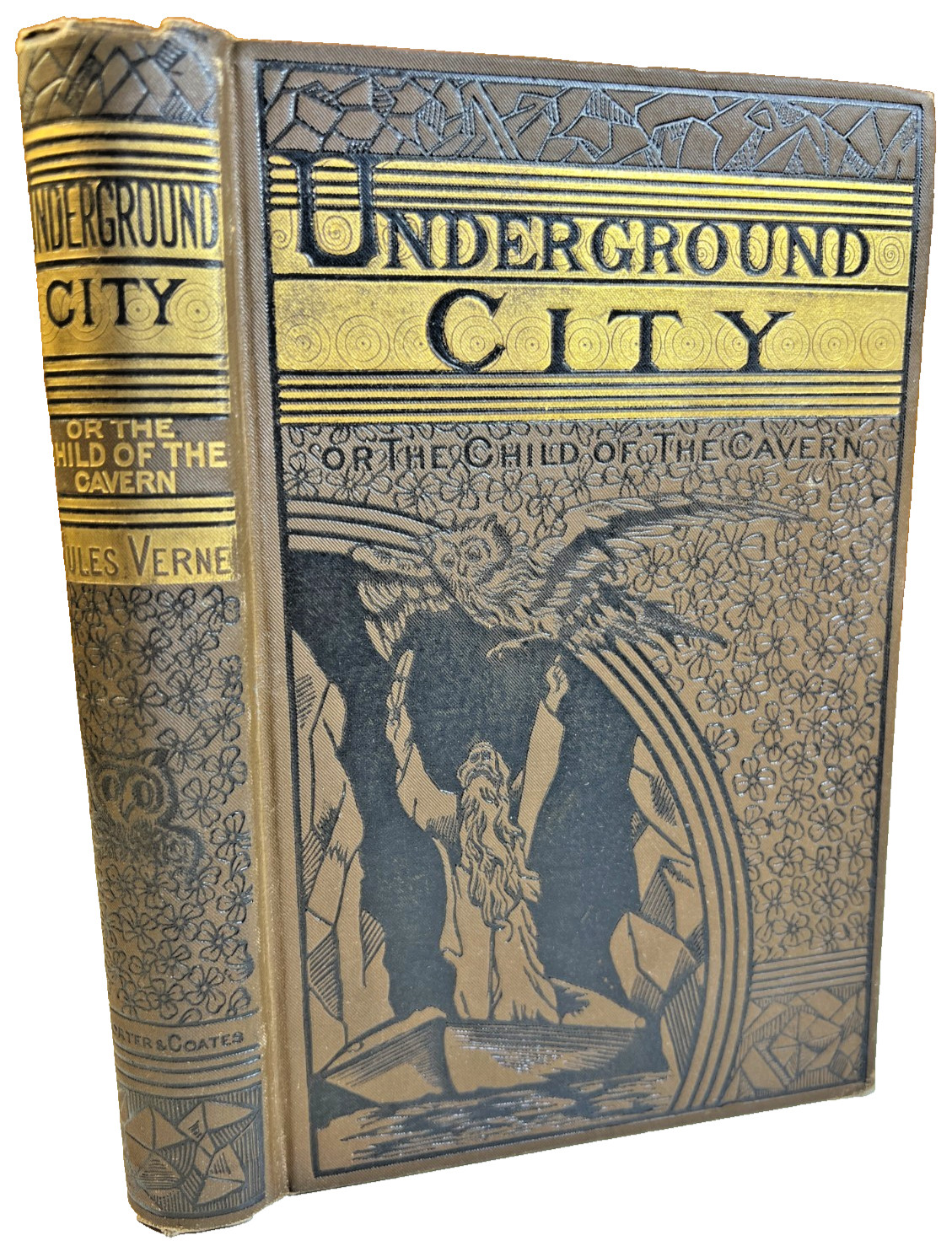 Antique Ornate Victorian Book Rare 1st US Ed Jules Verne UNDERGROUND CITY 1883