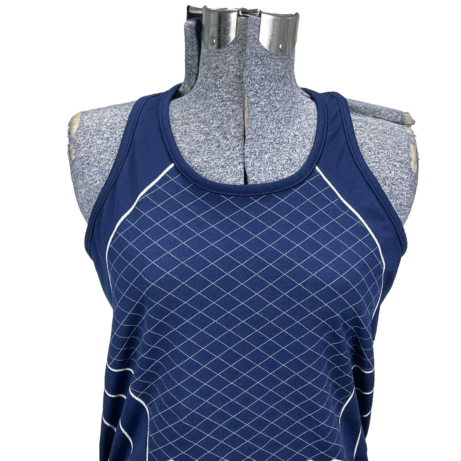 Athleta Finish Fast Racerback Tank Size Large Navy Blue Seamless