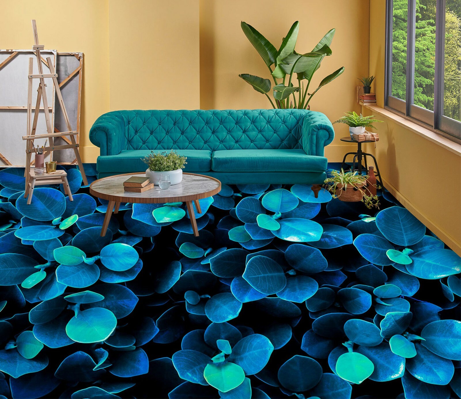 3D Blue Petals SKE1212 Floor Wall Paper Wall Print Decal Wall Deco Bea