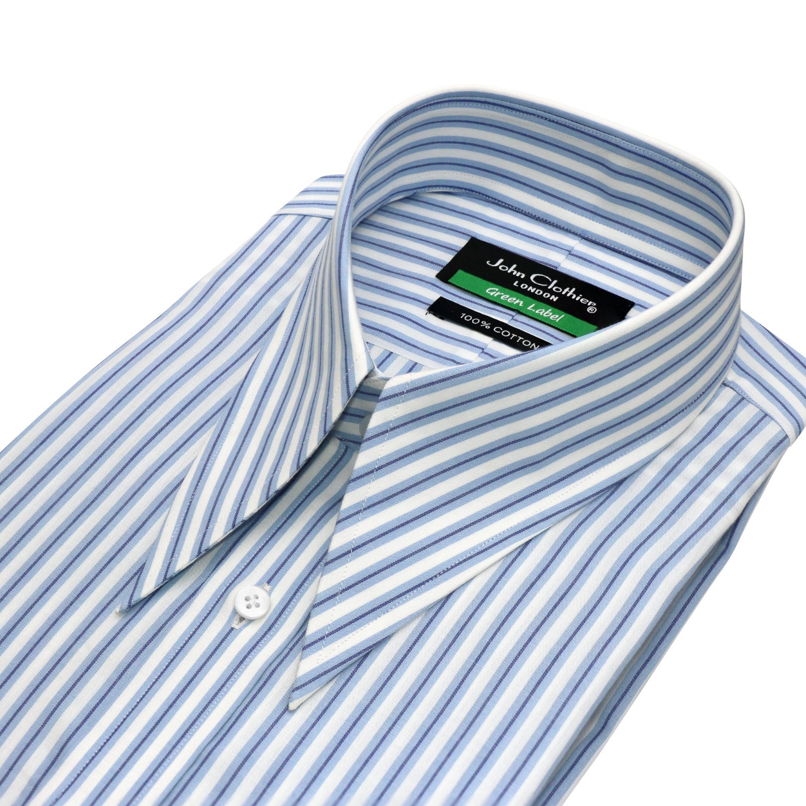 Mens Spearpoint Dagger Collar Blue Stripe Shirt 1930s Vintage Goodfellas Revival