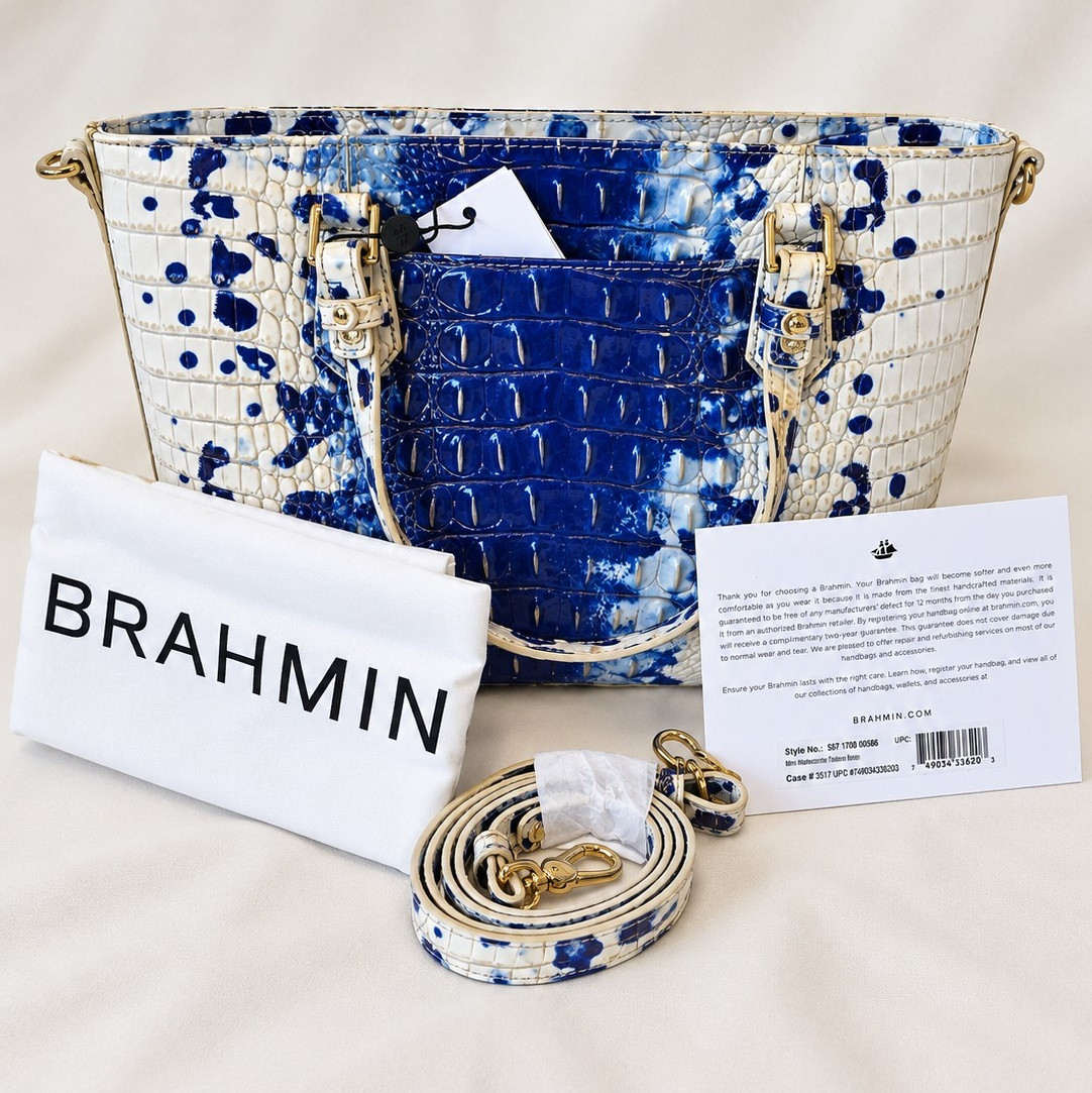 Brahmin Mini Misha Echo Ombre Blue White Satchel Handbag NWT New Tags Brahmin Mini Misha Echo Ombre Blue White Satchel Handbag NWT New Tags