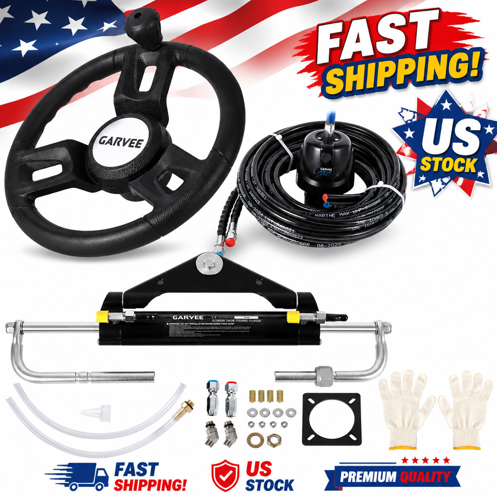 Hydraulic Steering Kit for 150HP Outboard Motor, Boat Steering System with 13.5 Hydraulic Steering Kit for 150HP Outboard Motor, Boat Steering System with 13.5
