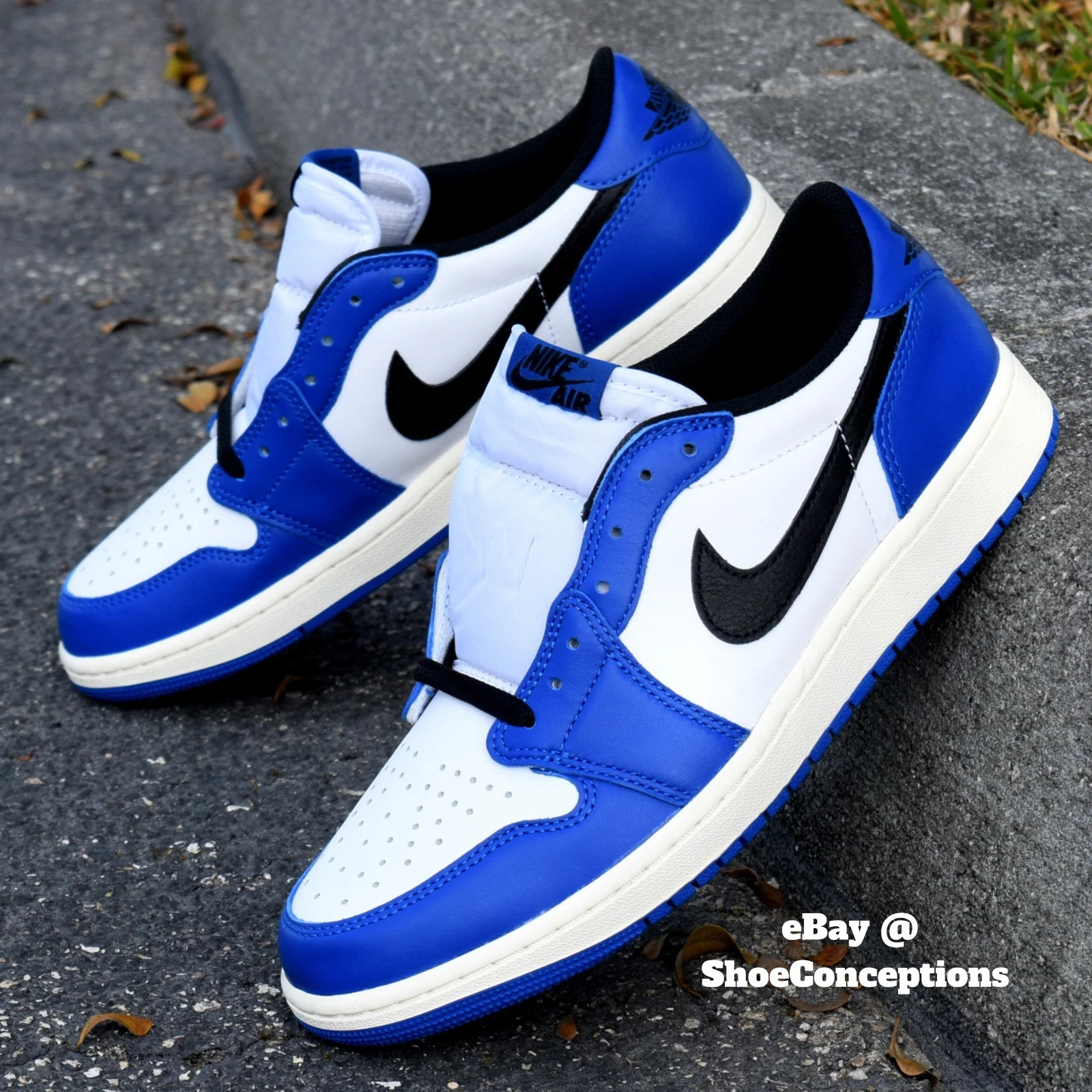 Nike Air Jordan 1 Retro Low OG (GS) White Black Game Royal CZ0858-140 Kid\'s NEW