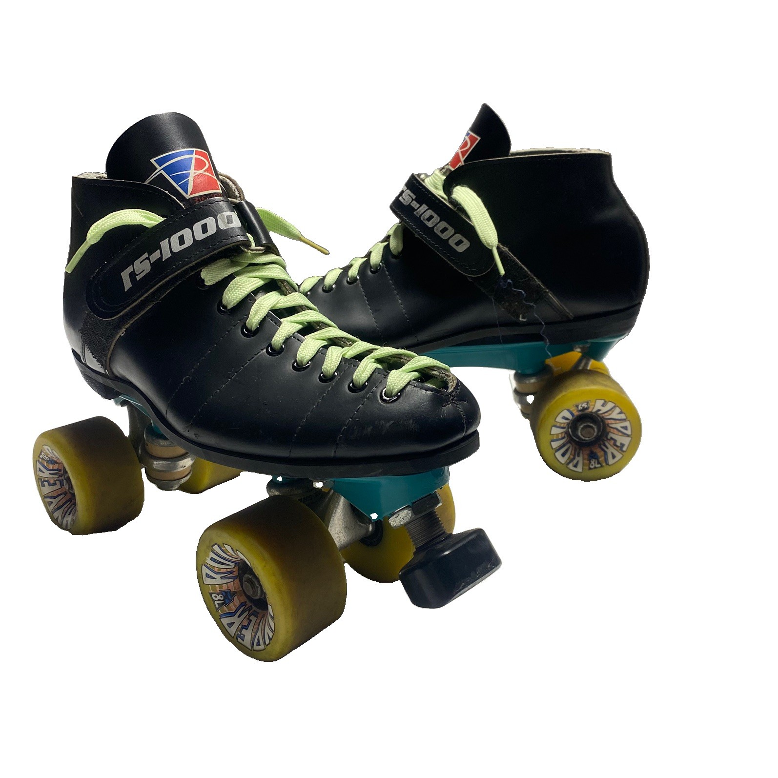 VTG Riedell RS-1000 Speed Skates Size 9 Teal Sunlite Plates OG Hyper Rollo 78A