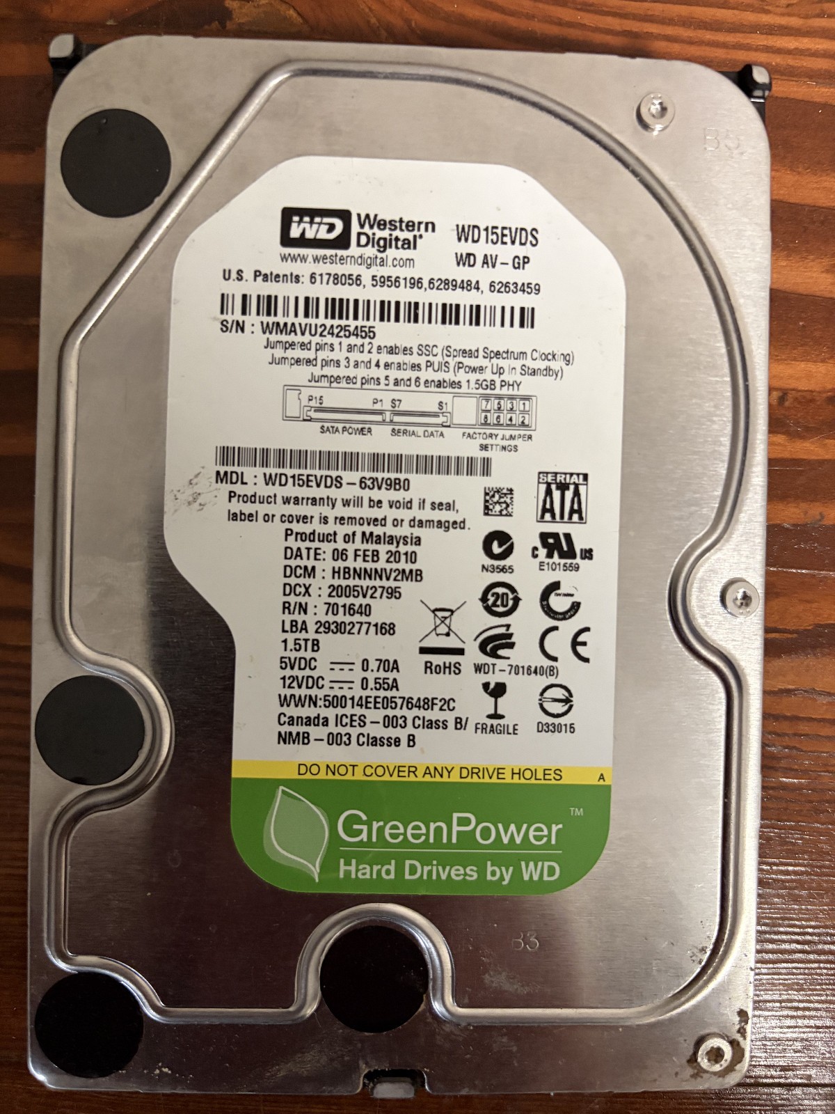 Western Digital WD15EVDS-63V9B0 1.5TB Western Digital WD15EVDS-63V9B0 1.5TB
