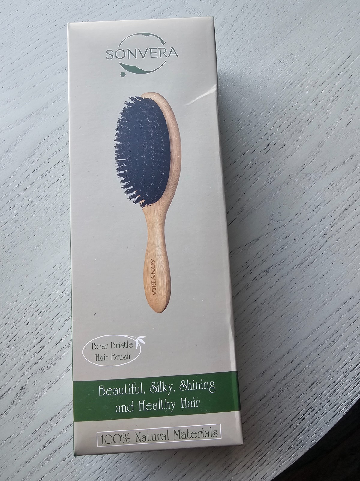 Sonvera rounded boar bristle hairbrush, 100% natural materials, new in box Sonvera rounded boar bristle hairbrush, 100% natural materials, new in box