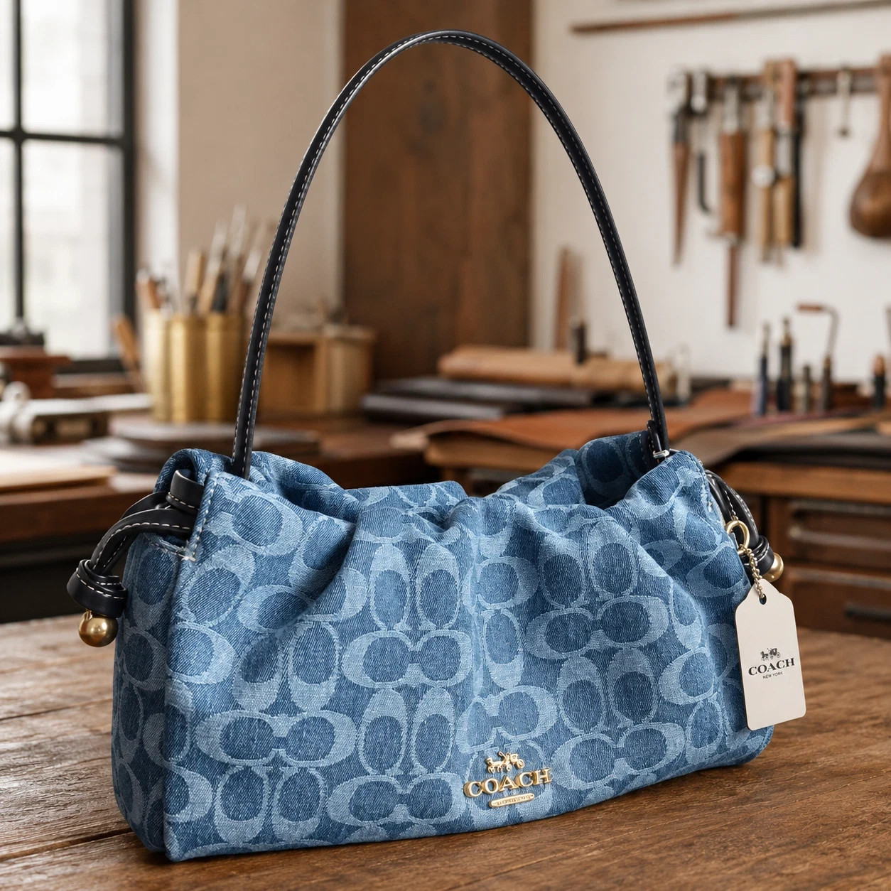 COACH Faye Shoulder Bag Signature Denim 2Way CDE45 Crossbody Handbag Outlet New