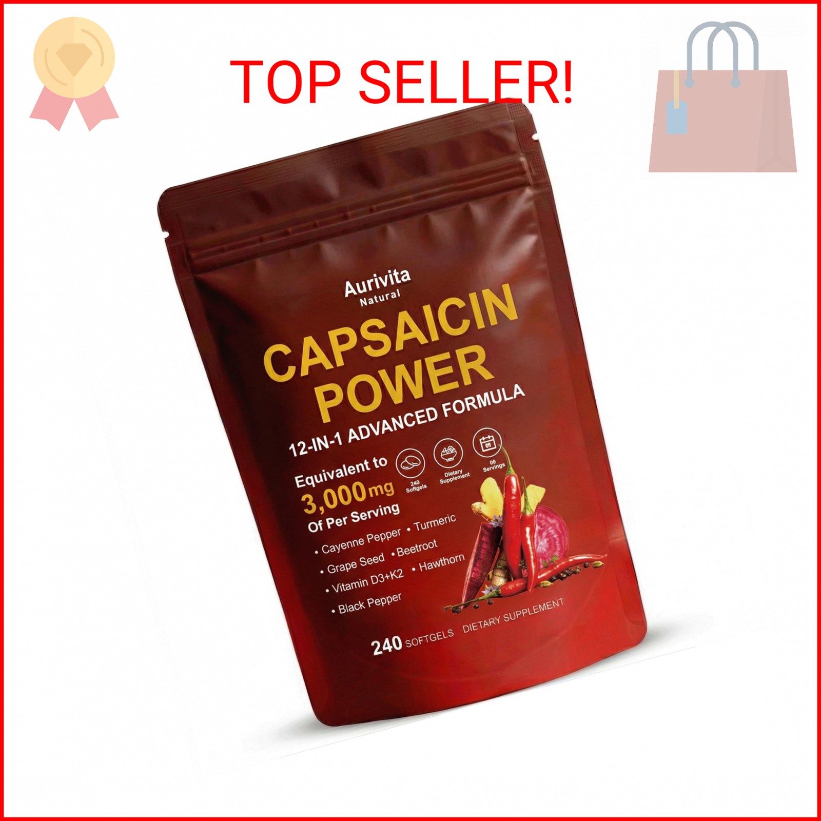 RCSCBC Aurivita Capsaicin Softgels - 240 Softgels(1, PCS)