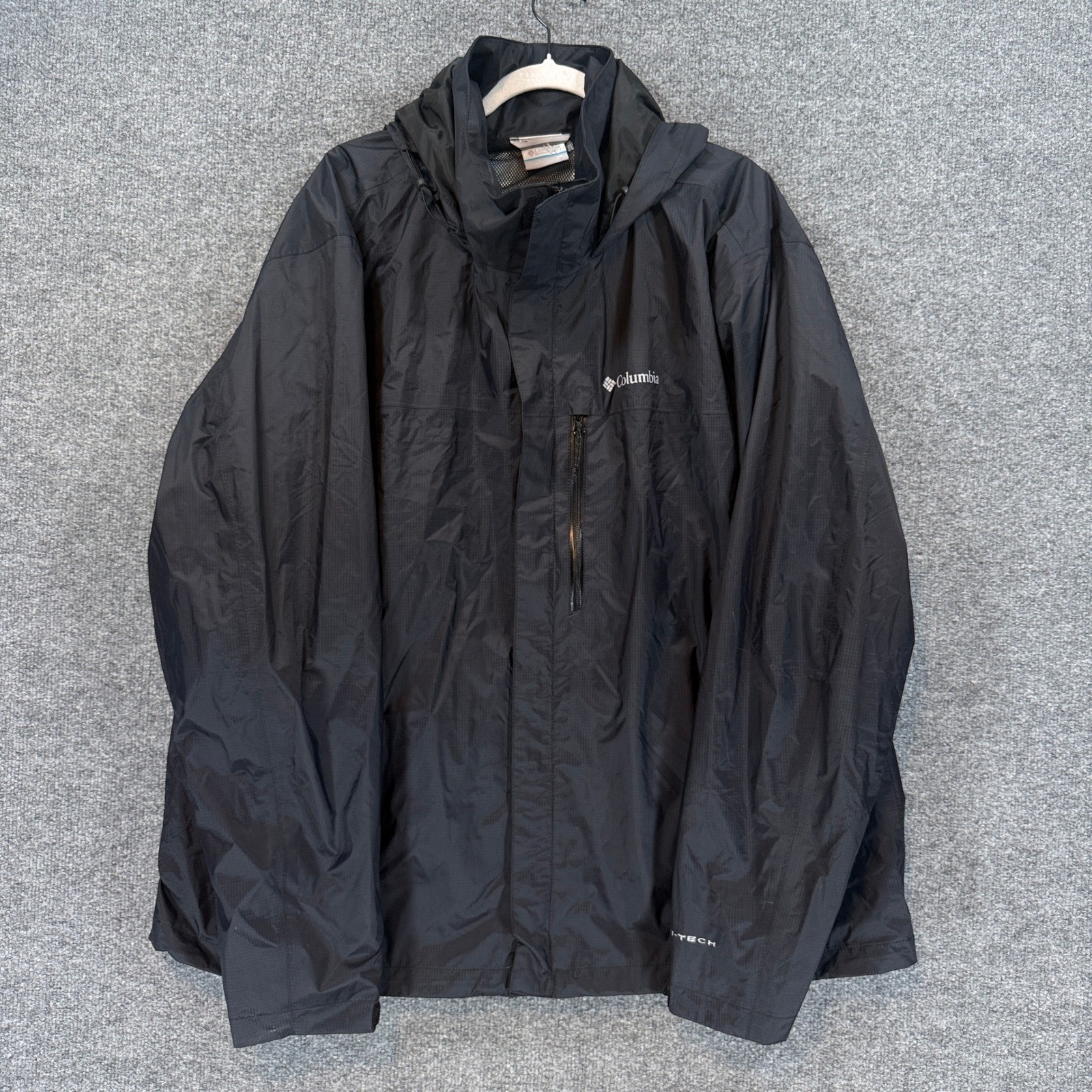 Columbia Rain Jacket Mens XXL Black Omni-Tech Waterproof Hooded Windbreaker