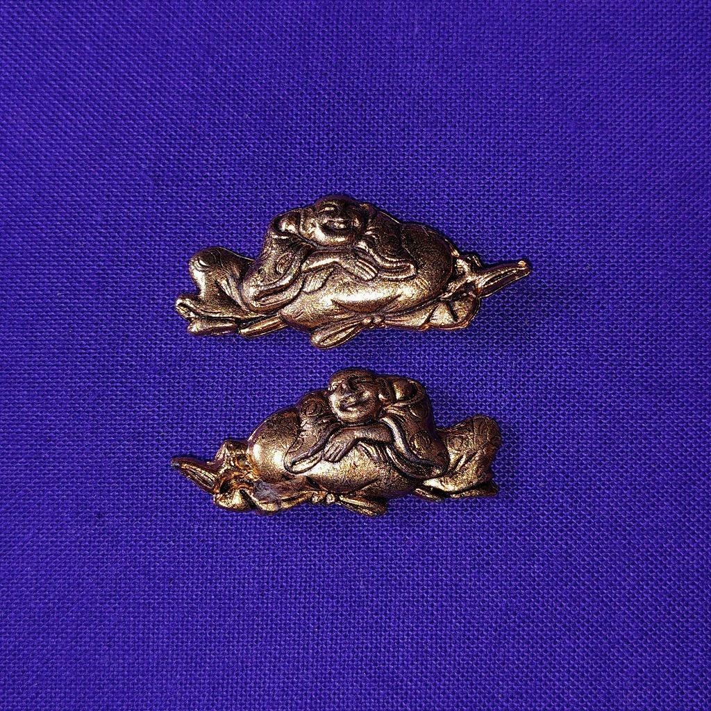 Japanese Menuki Hotei Motif Pair Sword Fittings 33 mm