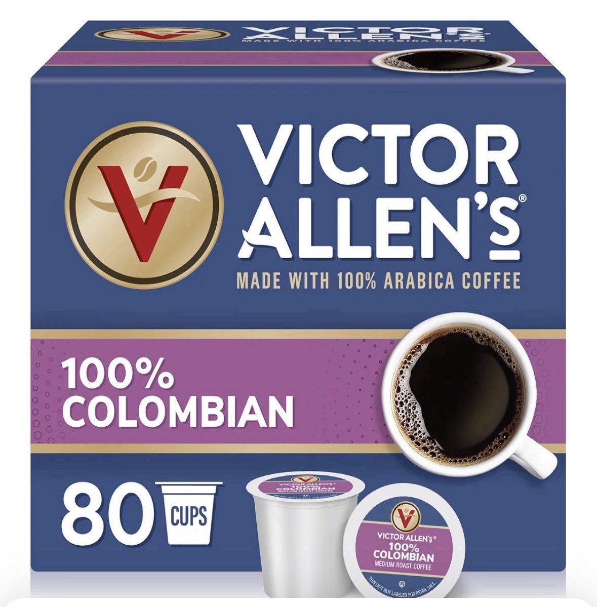 Victor Allen's Coffee 100% Colombian, Medium Roast, 80 Count Single Serve Coffee