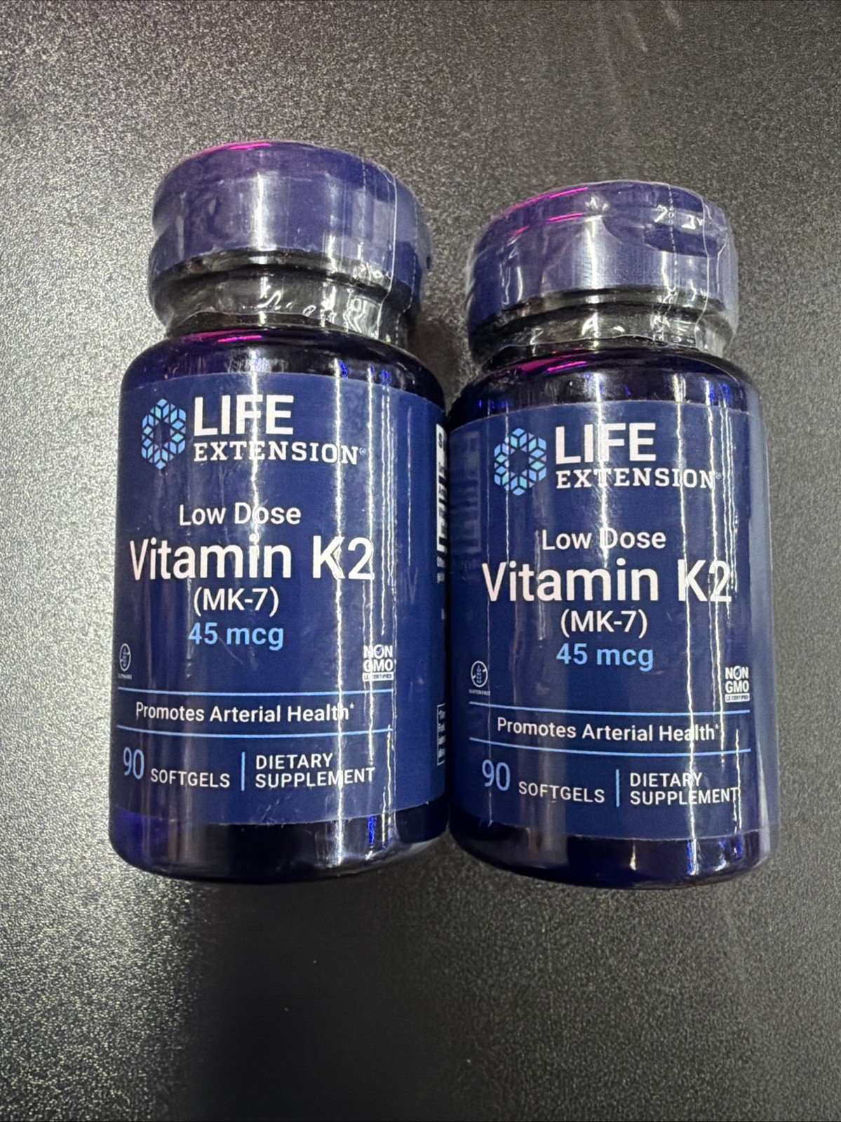 2X Life Extension Low Dose Vitamin K2 (MK-7) 45 mcg 90 Softgels -Arterial Health