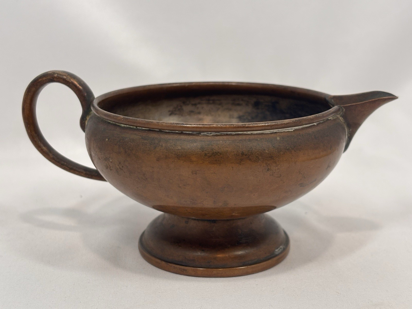 Pure Copper Antique Creamer Server Footed With Volume& Makers Mark