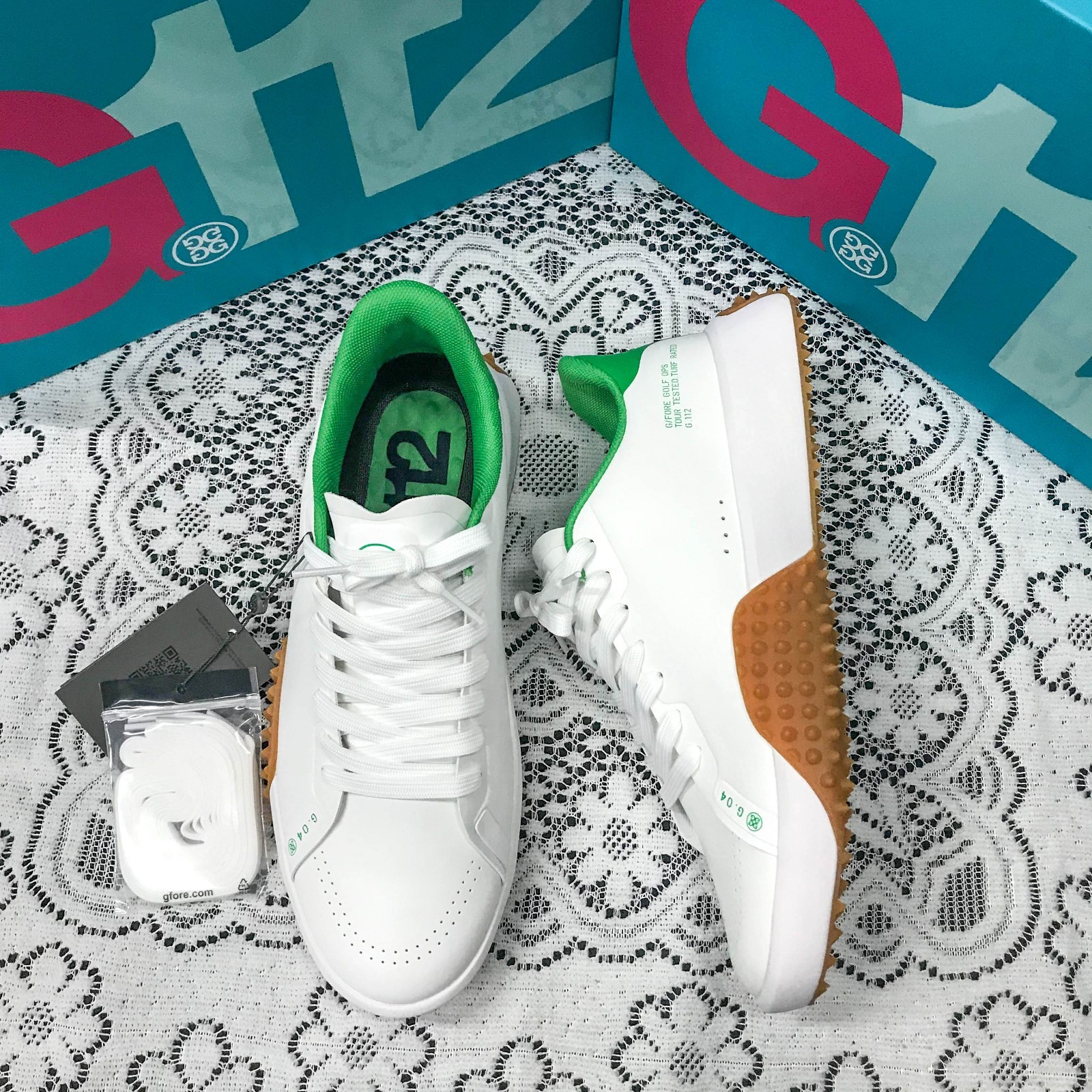 G/FORE MEN'S G.112 GREEN TURF GOLF SHOES SNOW/TOAST RUBBER GOLF SNEAKERS NEW G/FORE MEN'S G.112 GREEN TURF GOLF SHOES SNOW/TOAST RUBBER GOLF SNEAKERS NEW