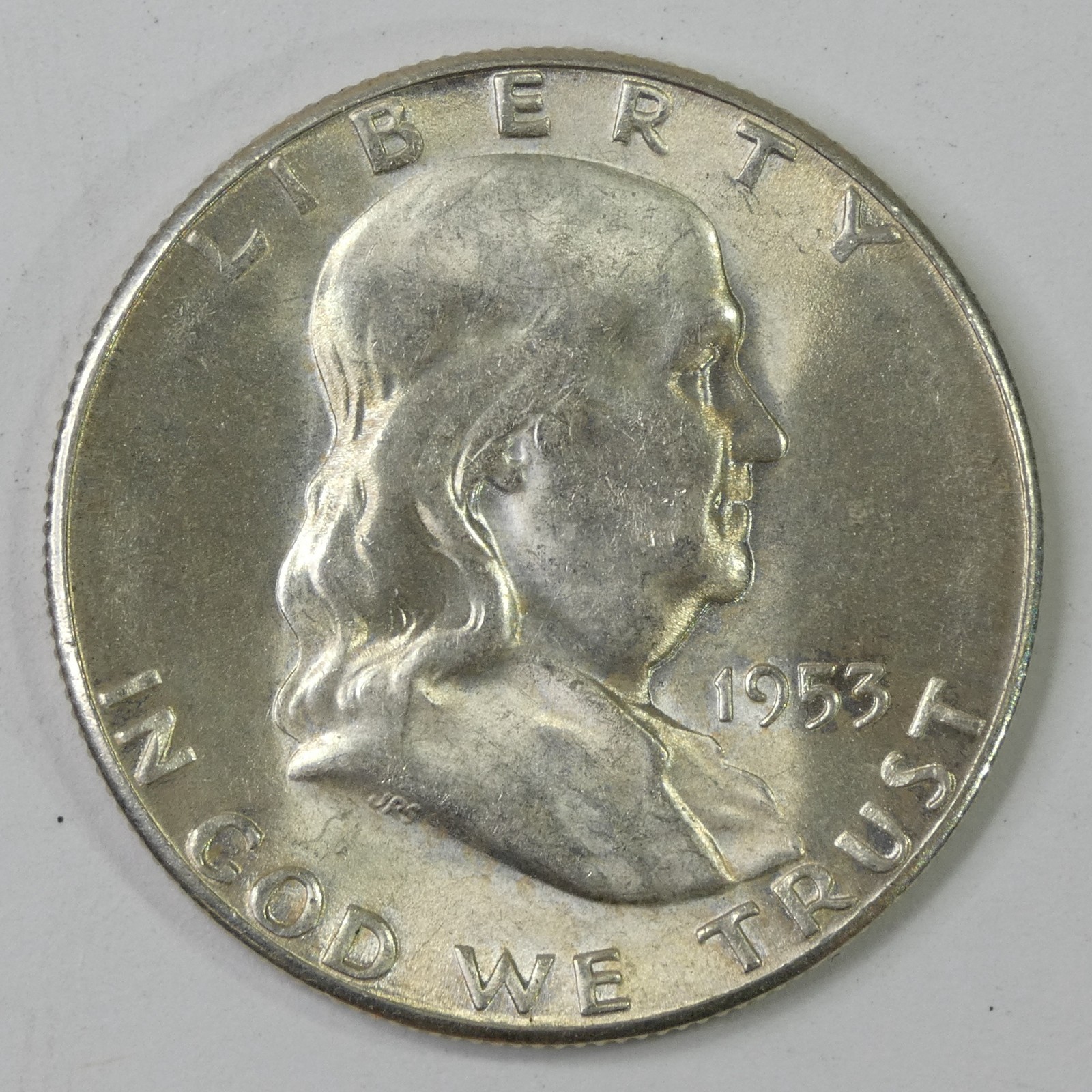 1953-S USA 50c Franklin Silver Half Dollar Nice Brilliant Uncirculated