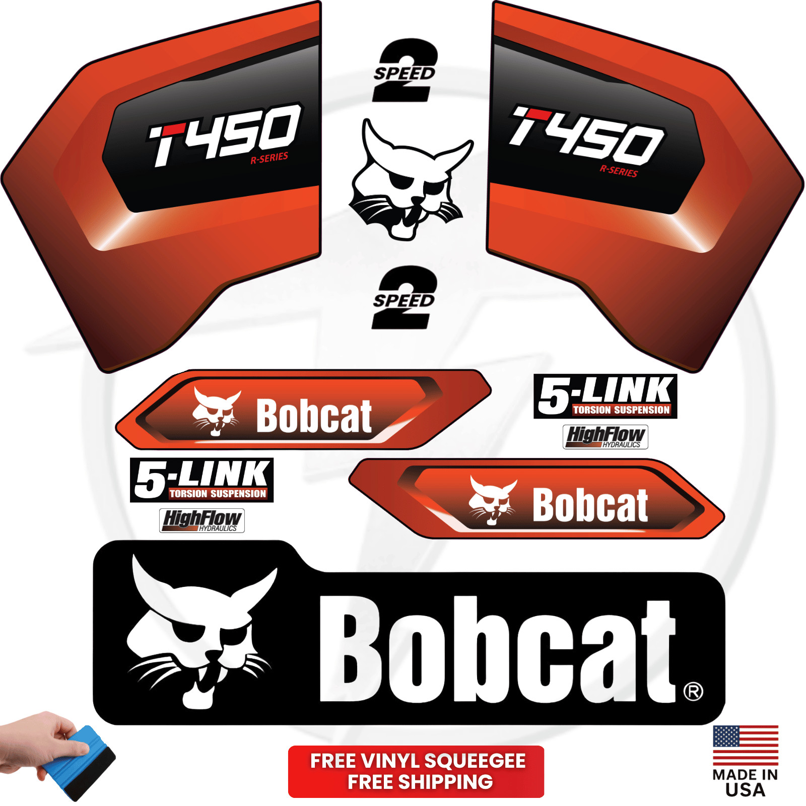 Fits Bobcat T450 Main Decals Skid Steer Stickers - - 3M Vinyl Fits Bobcat T450 Main Decals Skid Steer Stickers - - 3M Vinyl