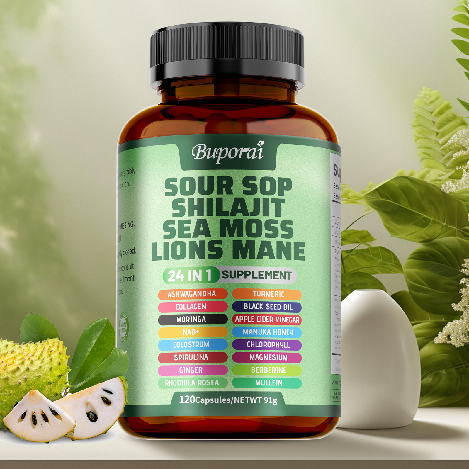 Sour Sop Shilajit Sea Moss Lion\'s Mane - Energy, Brain Boost, Immune Support