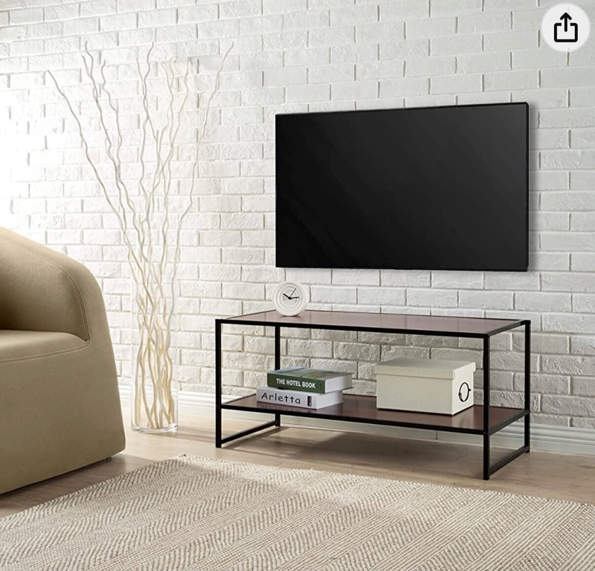 ZINUS Garrison 40 Inch Black Metal Frame Media Stand / TV Stand with Shelf / Eas ZINUS Garrison 40 Inch Black Metal Frame Media Stand / TV Stand with Shelf / Eas