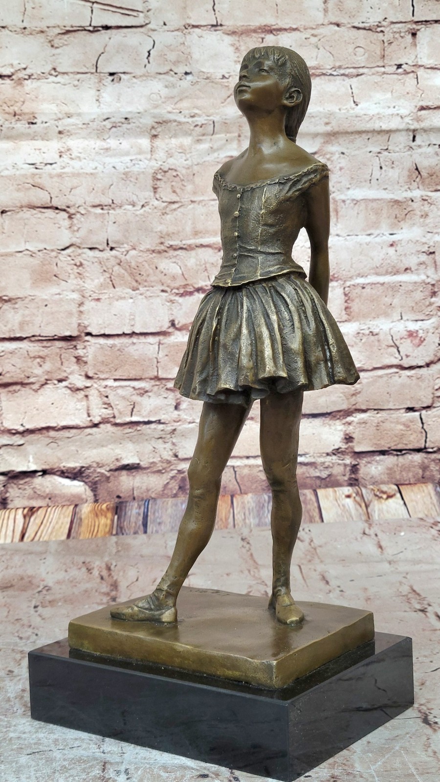 SUPERB EDGAR DEGAS BALLERINA DANCER, SIGNED BRONZE STATUE FIGURE SCULPTURE