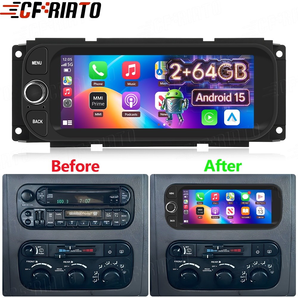 For 2001-2003 Dodge Durango Android 15.0 Car Radio Stereo Apple Carplay GPS Navi