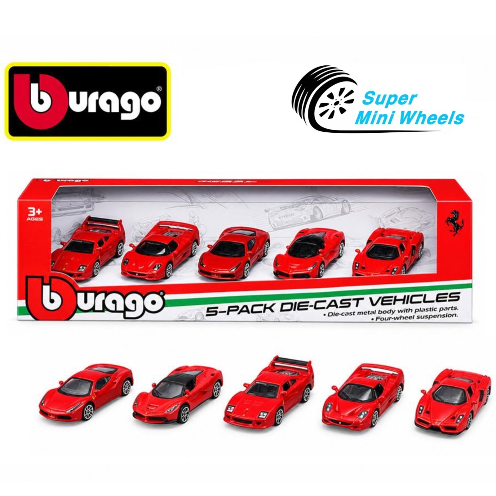 Bburago 1:64 Ferrari 5 Pack Diecast Vehicles