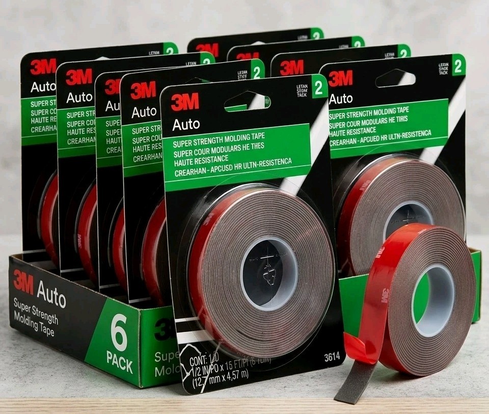 3M Auto Super Strength Molding Tape 1/2 x 15 Ft 03614 Double Sided 6 Pack Lot
