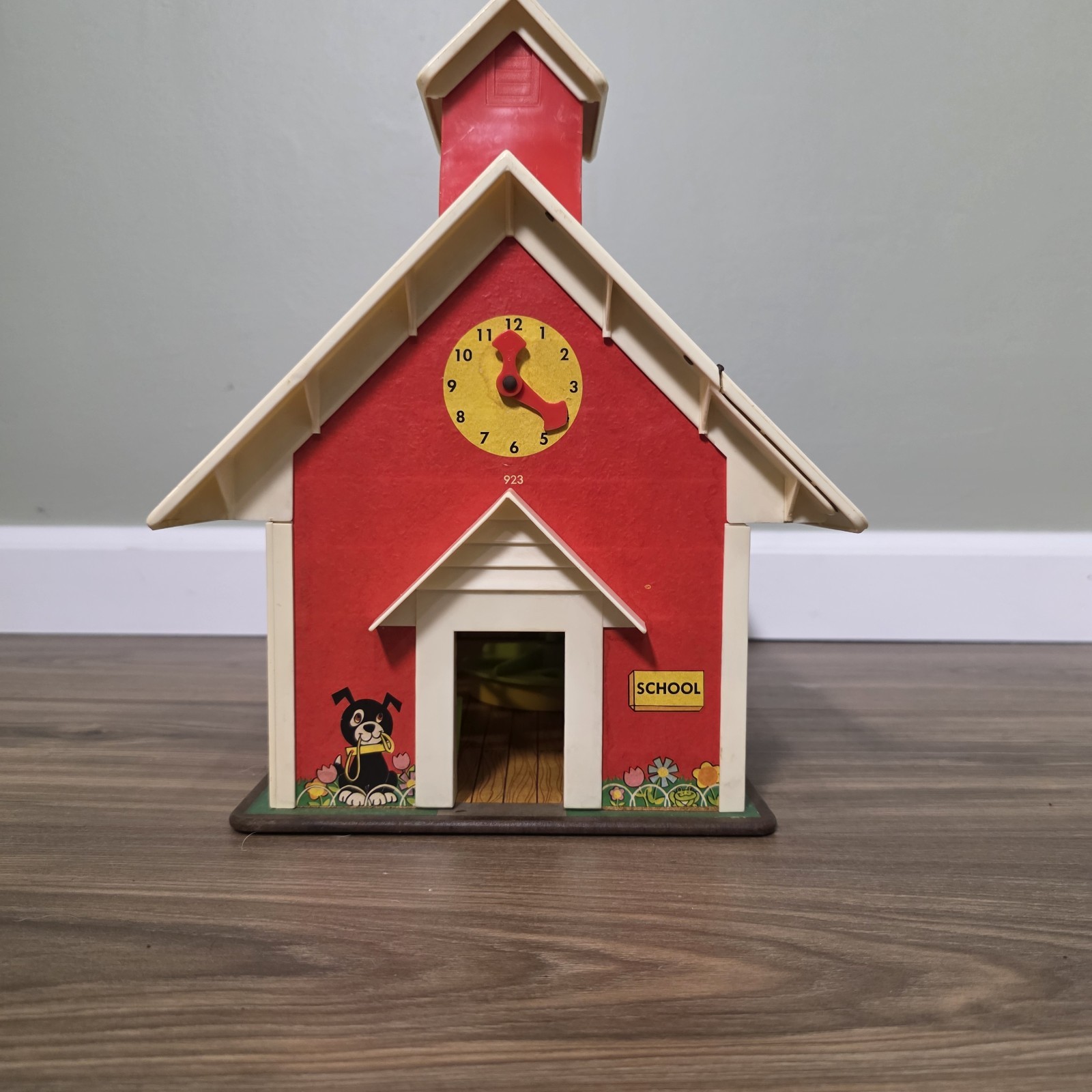 Vintage 1971 Fisher Price School House 923 w/ Desks & Playground Toy Parts