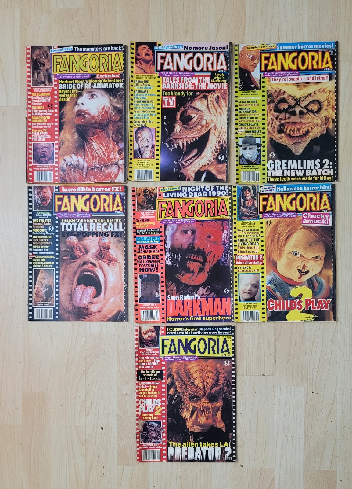 Lot of Fangoria Magazines #91, 92, 93, 95, 96, 98, 99 Gremlins Chucky Predator