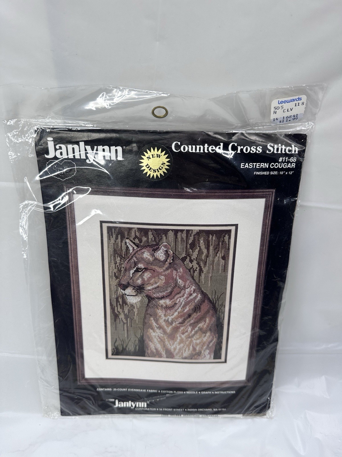 Janlynn Counted Cross Stitch Eastern Cougar Kit 11-68 Wildlife 1988 Vintage New