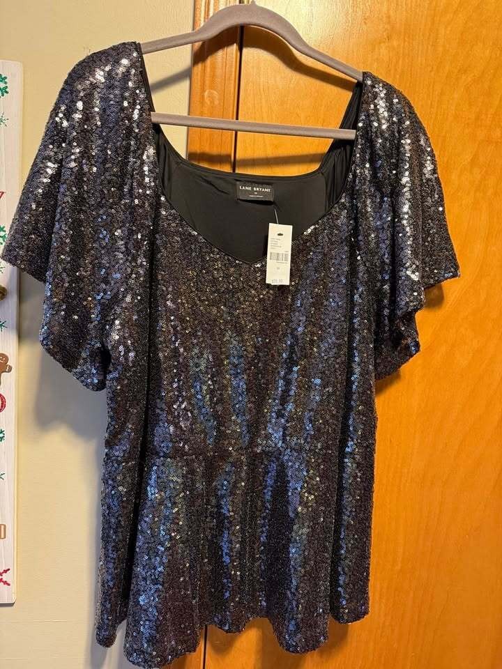 New Lane Bryant Sequined Peplum Top - Size 22 New Lane Bryant Sequined Peplum Top - Size 22
