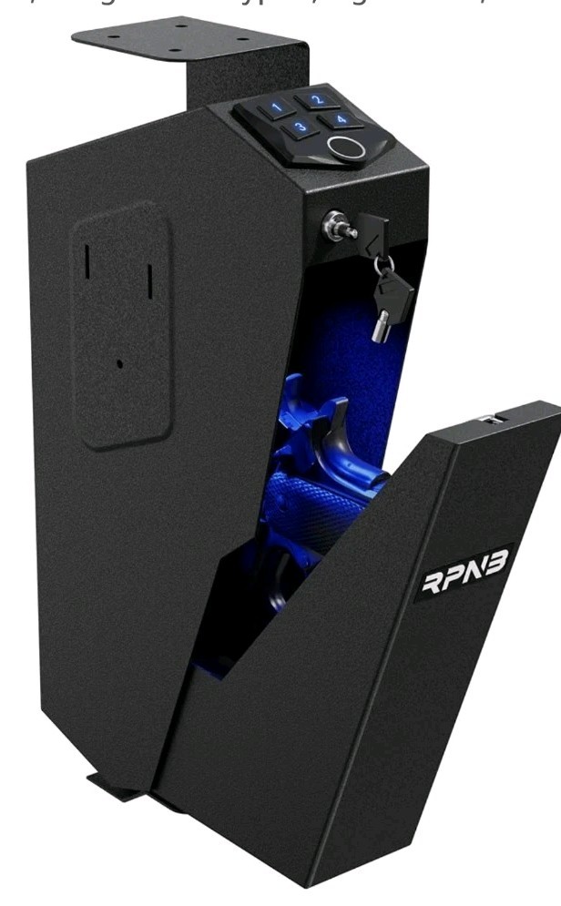 RPNB RP311F Biometric 1 Gun Safe Steel w/Light,Padded Interior,BlackBedside Desk