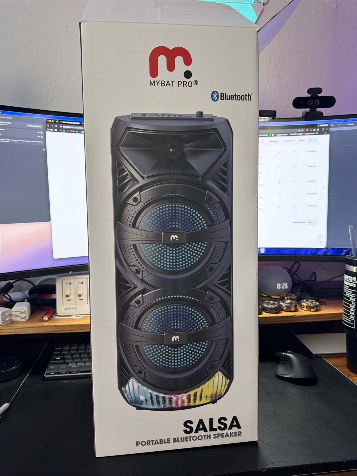 MyBat Pro Salsa Bluetooth Portable Speaker With Wired Microphone & LED Lights