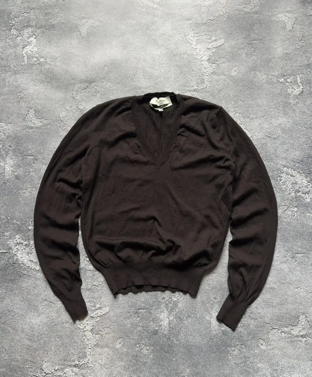 Vintage Yves Saint Laurent Rive Gauche Luxury Wool V-Neck Sweater Womens Size M