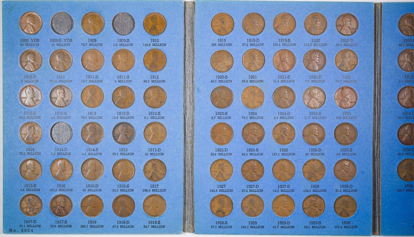 Near Complete 1909-1940 P-D-S Lincoln Cent Set