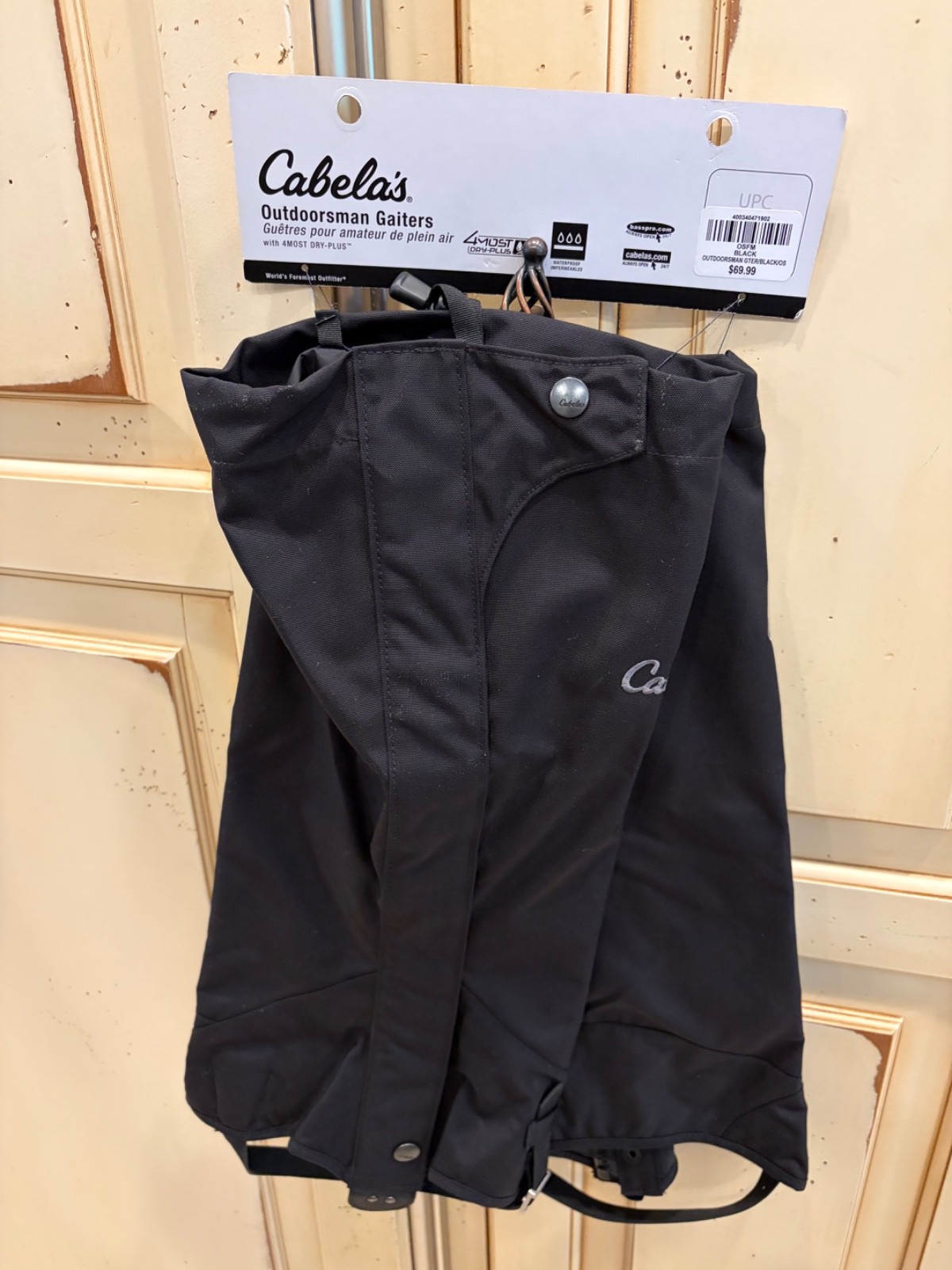 Cabela’s One Size Fits All Outdoorsman Waterproof Gaiters. Black. New