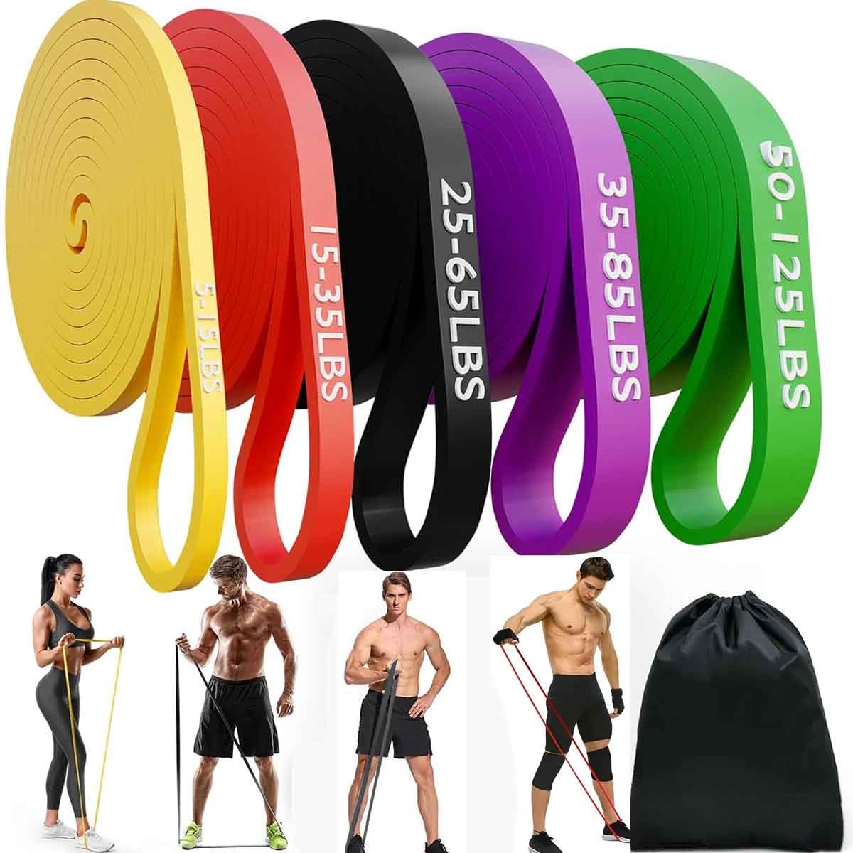 5 Pack Resistance Bands Set Pull Rope Gym Home Fitness Workout  yoga strap US
