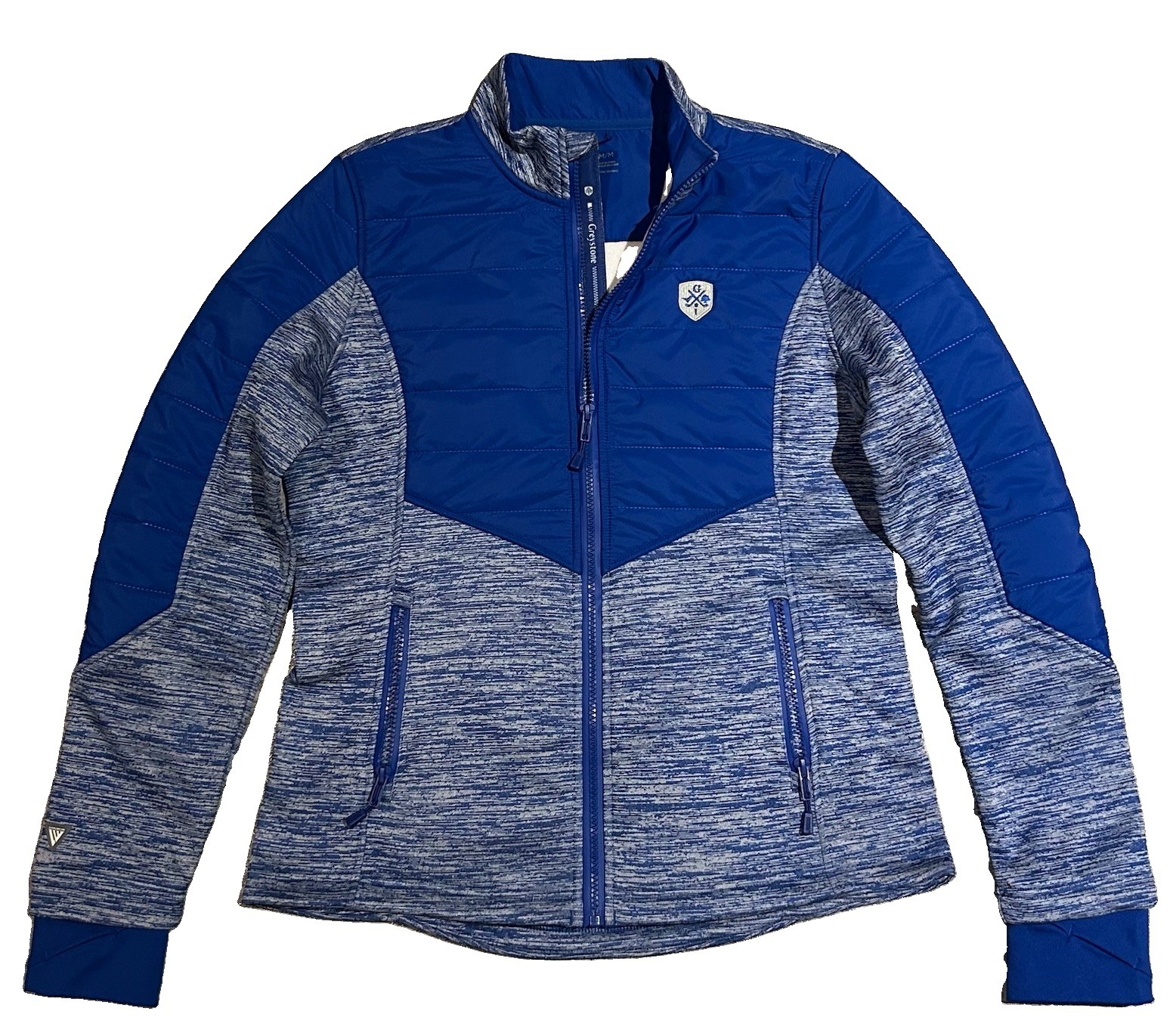 NEW Levelwear Womens M Brushed Fleece Blue Puffer Golf Jacket Greystone CC
