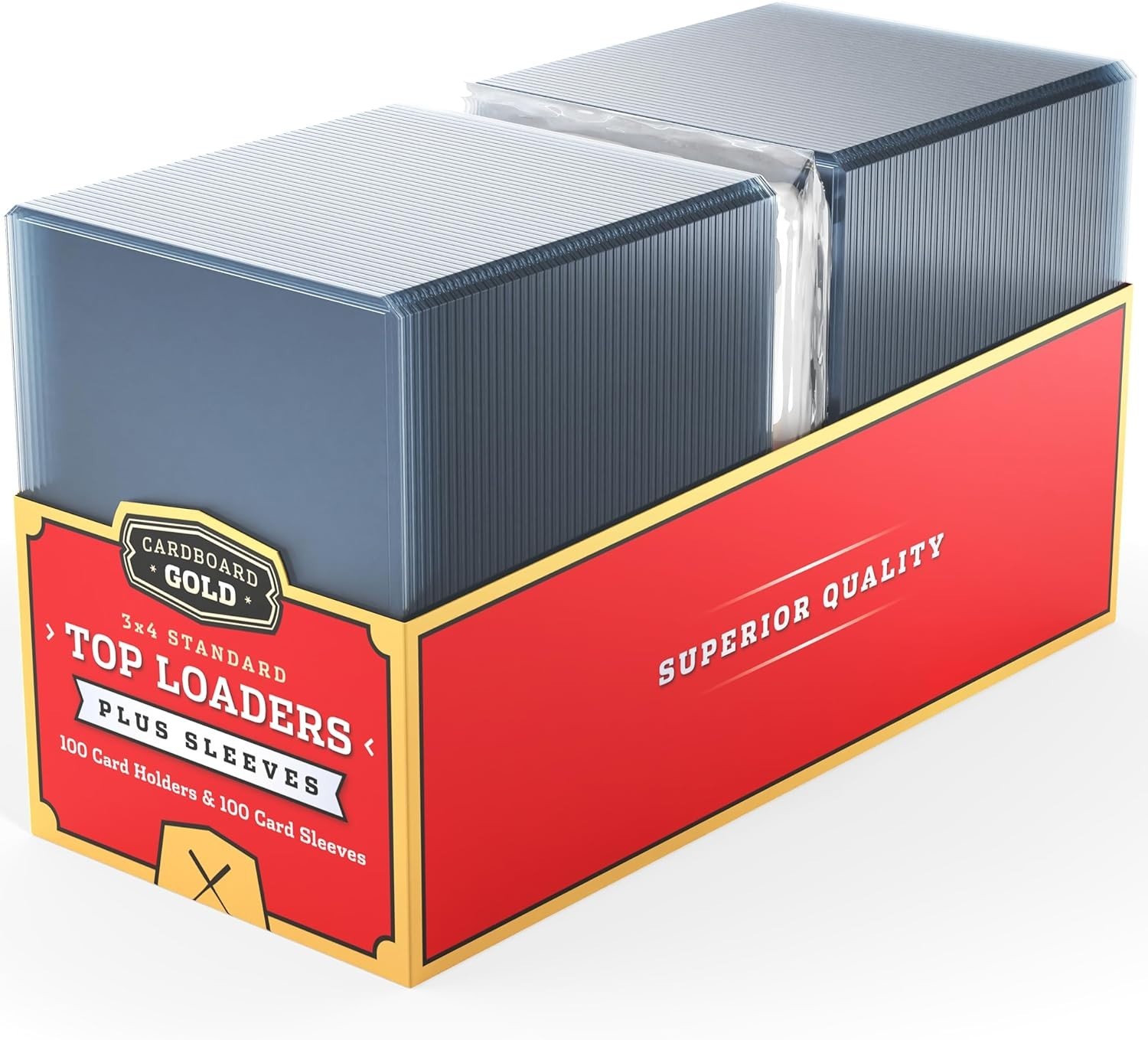 Cardboard Gold 35pt Card Top Loaders with Soft Sleeves - 100 200 500 1000