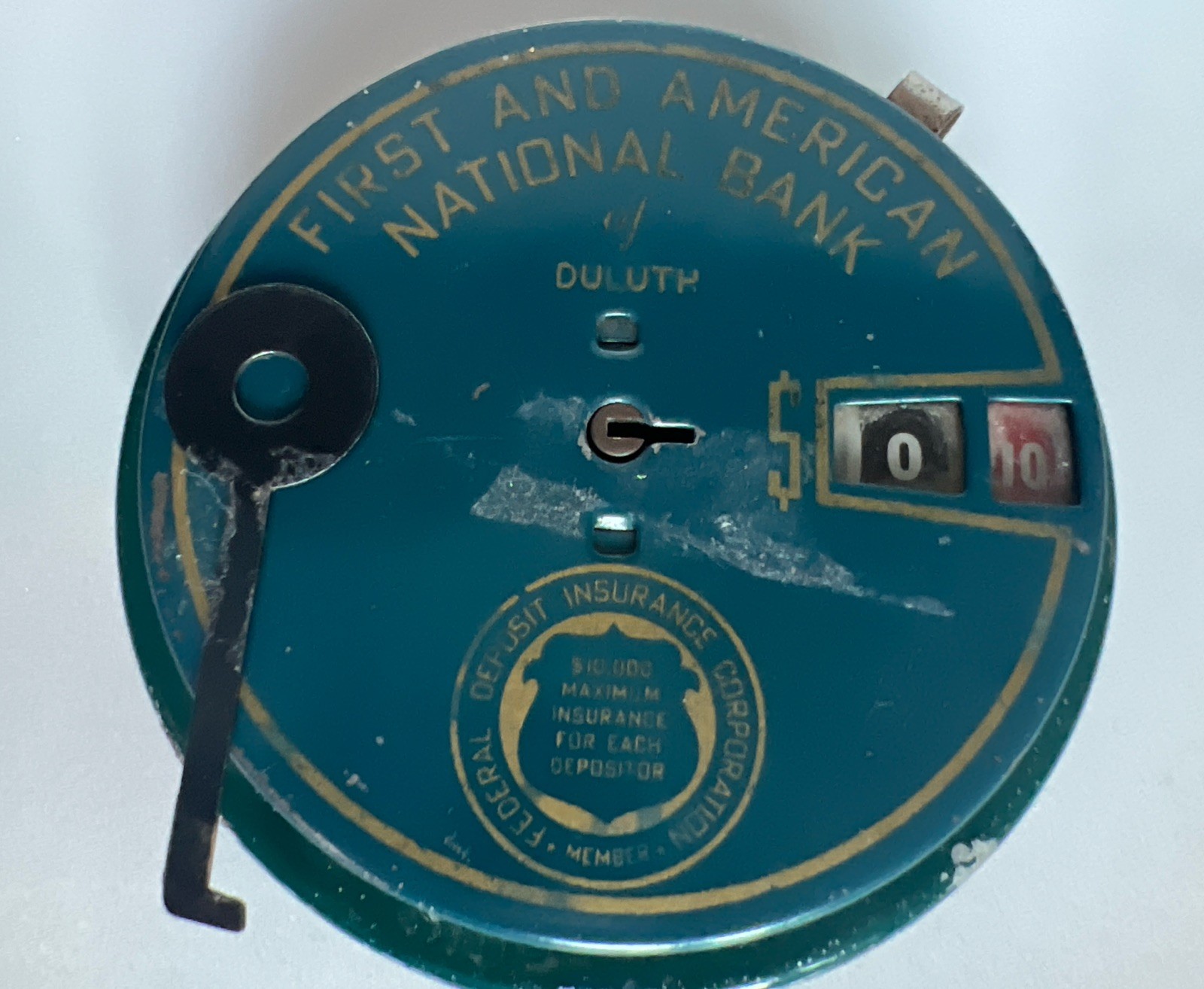 Vtg Duluth MINNESOTA First and American National Add-O-Bank Coin Bank WITH Key Vtg Duluth MINNESOTA First and American National Add-O-Bank Coin Bank WITH Key