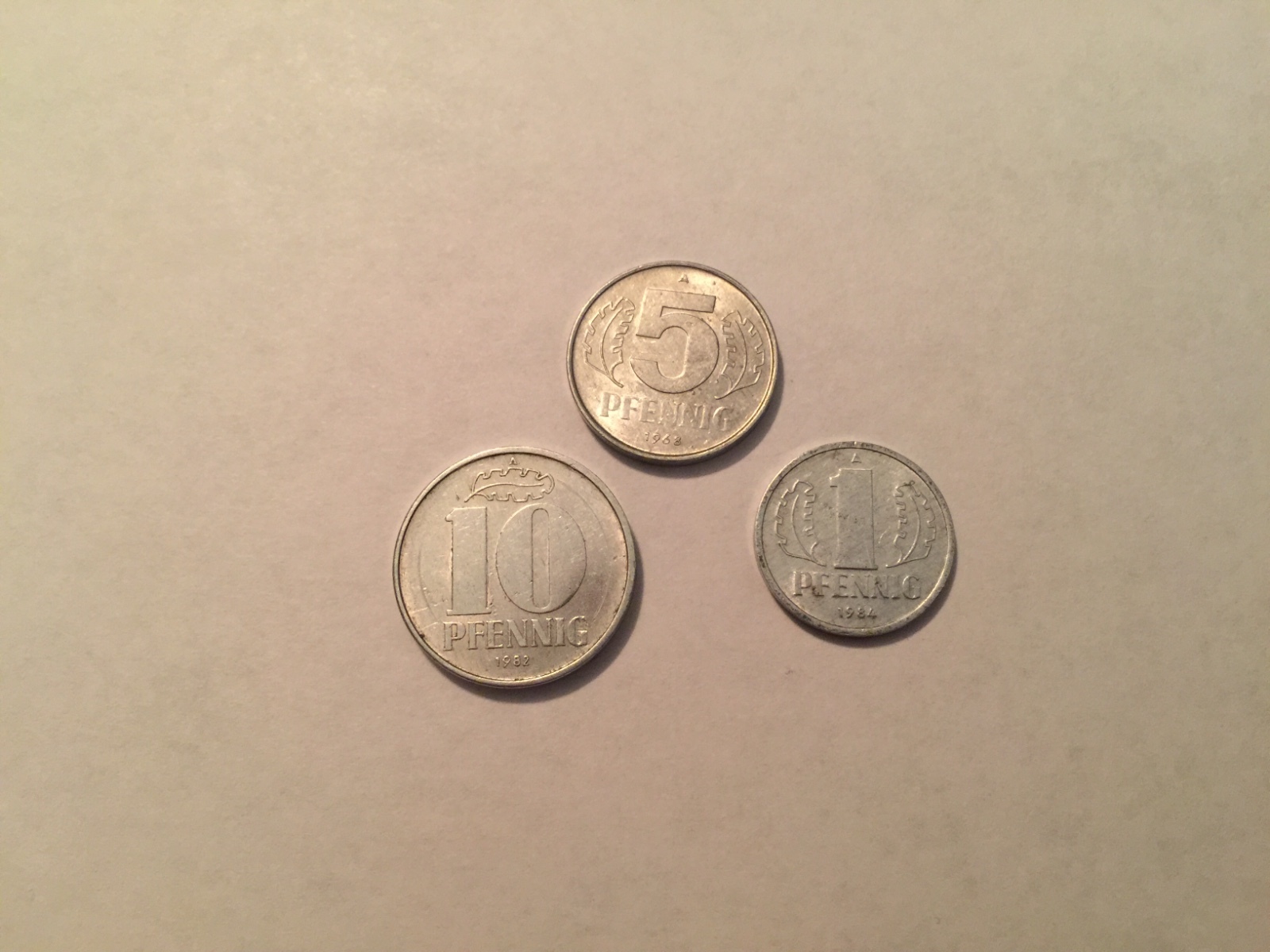 East German DDR Cold War Era Coins:10 Pfennig, 5 Pfennig and 1 Pfennig 60's-80's East German DDR Cold War Era Coins:10 Pfennig, 5 Pfennig and 1 Pfennig 60's-80's