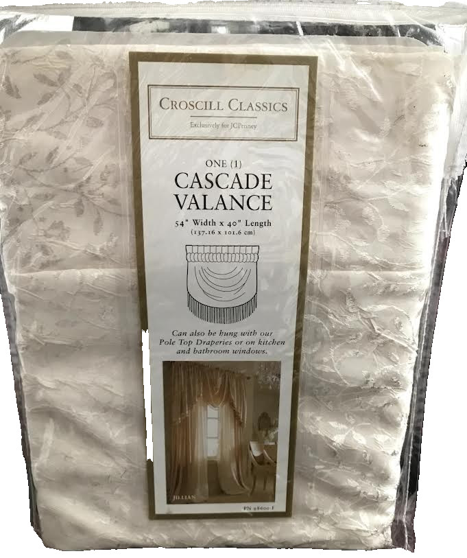 NEW CROSCILL Cascade Window Valance with fringes Ivory Cream Jillian 54 w x40 L NEW CROSCILL Cascade Window Valance with fringes Ivory Cream Jillian 54 w x40 L