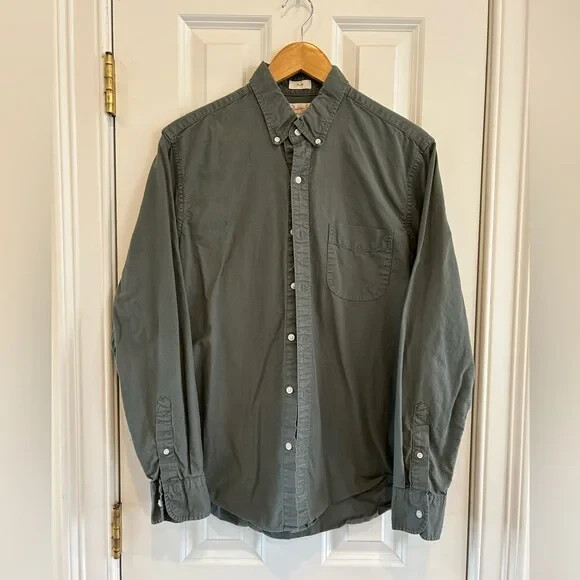 J Crew Classic Fit Broken-In Organic Cotton Oxford Shirt GREEN ~ NEW, M/L J Crew Classic Fit Broken-In Organic Cotton Oxford Shirt GREEN ~ NEW, M/L